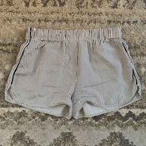 Everlane Black White Striped 100% Silk Shorts XS